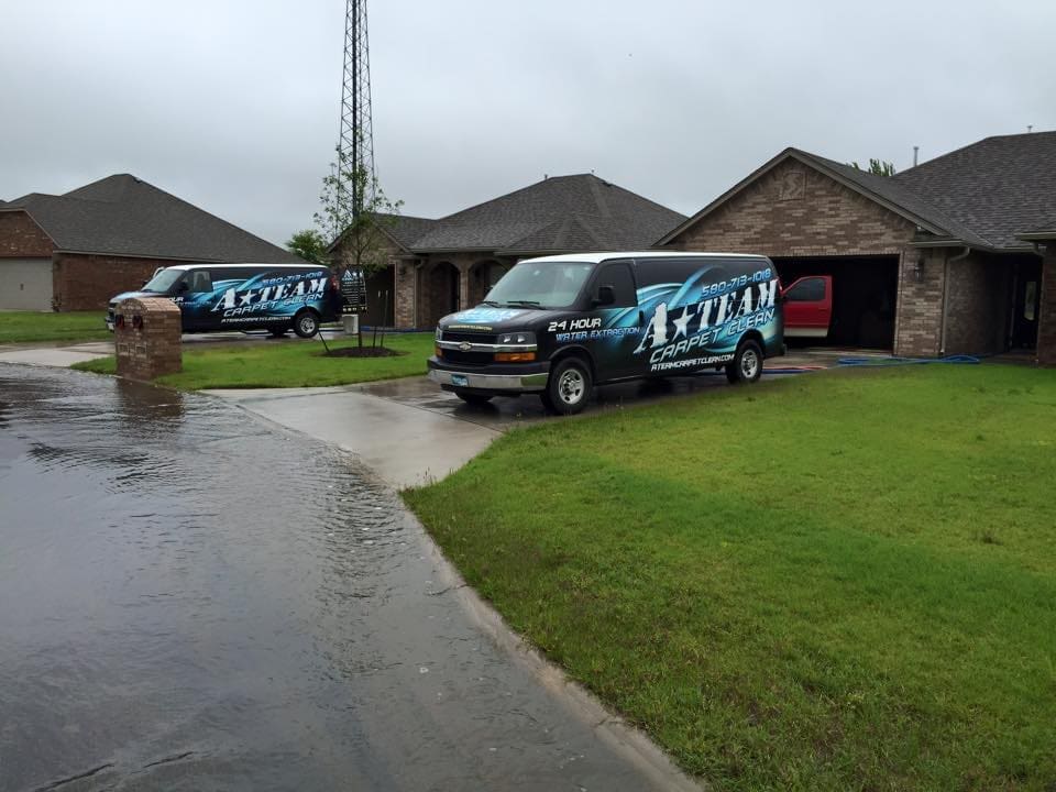 A van parked in front of some houses
