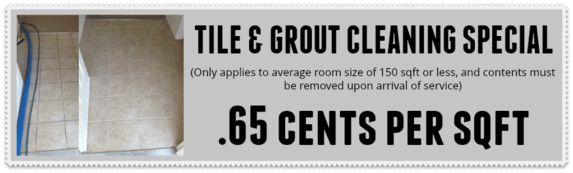 A sign that says tile and grout cleaning only applies to average room size of the floor. 6 5 cents per square foot.